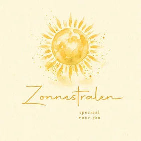 Sterkte kaart zonnestralen met aquarel zon