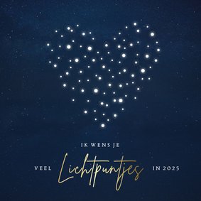 Sterkte kerstkaart hart - ik wens je veel lichtpuntjes 2025