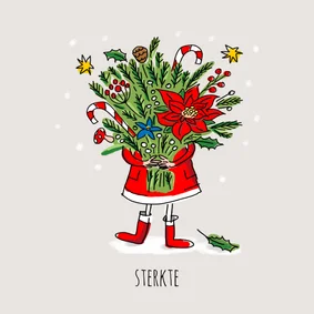 Sterkte kerstkaart met kerstboeket