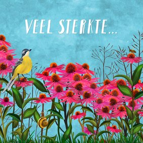 Sterktekaart Bloem met vogel 