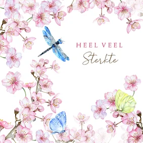 Sterktekaart bloesem vlinders