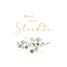 Sterktekaart eucalyptus takje stijlvol hartjes condoleance