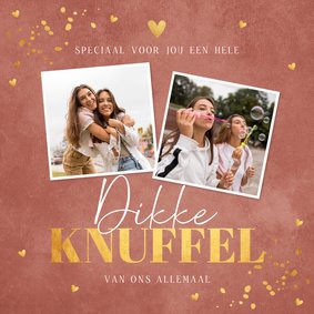 Sterktekaart foto roze vrouw knuffel goudlook