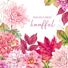 Sterktekaart herfstbloemen roze
