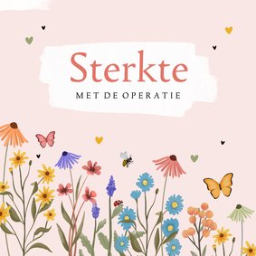 Sterktekaart kleurrijke wilde bloemen hartjes