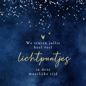 Sterktekaart lichtpuntjes sterren hartjes herdenking