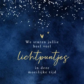 Sterktekaart lichtpuntjes sterren hartjes herdenking