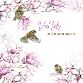 Sterktekaart magnolia vogeltjes