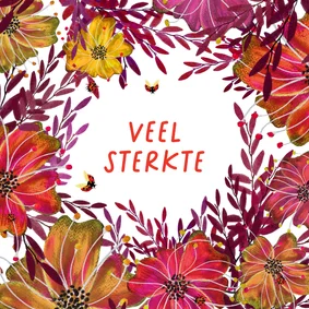 Sterktekaart met bloemen en lieveheersbeestjes