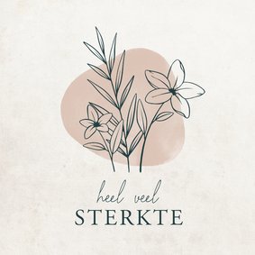 Sterktekaart met bloemen lijntekening