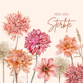 Sterktekaart met dahlia's 