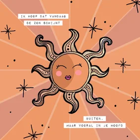 Sterktekaart opbeurend met gouden zon