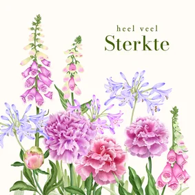 Sterktekaart roze en lila zomerbloemen