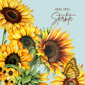 Sterktekaart zonnebloemen vlinder