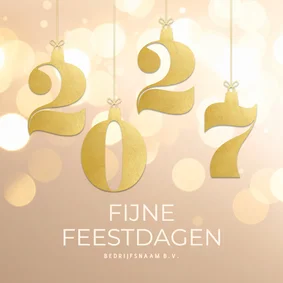 Stijlvol beige zakelijk kerstkaartje 2027 goud