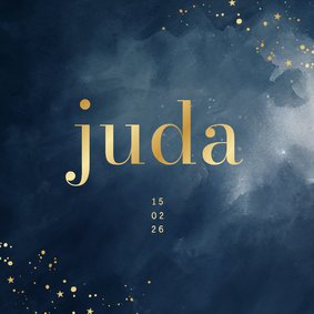 Stijlvol geboortekaartje donkerblauw met goudfolie