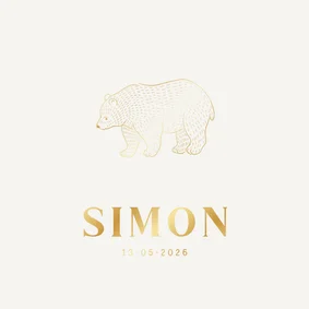 Stijlvol geboortekaartje met een beertje illustratie