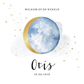 Stijlvol geboortekaartje met watercolour en goud