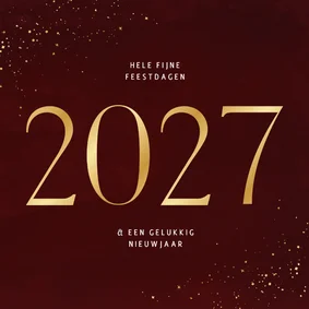 Stijlvol kerstkaartje met kerstwens en groot 2027 in goud