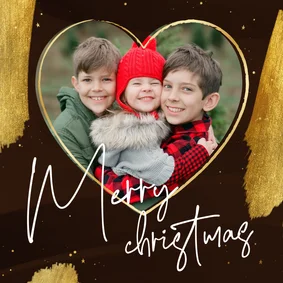 Stijlvol kerstkaartje typografie gouden verf met foto