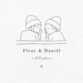 Stijlvol rouwkaartje voor een tweeling lijntekening