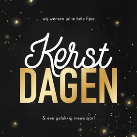 Stijlvol sprankelend kerstkaartje fijne kerstdagen goud wit