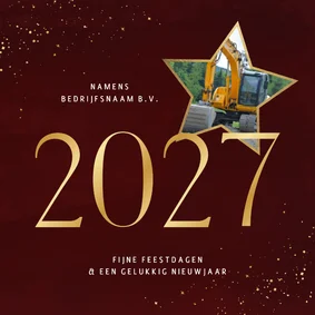 Stijlvol zakelijk kerstkaartje rood met 2027 en ster foto