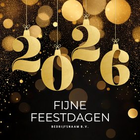 Stijlvol zakelijk kerstkaartje zwart met 2026 goud