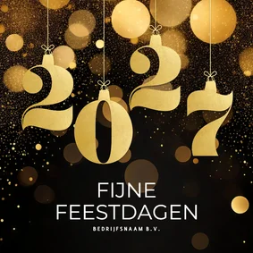 Stijlvol zakelijk kerstkaartje zwart met 2027 goud