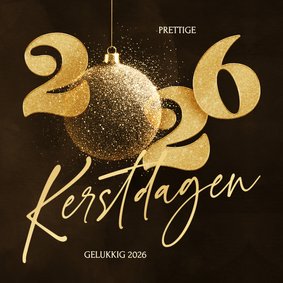 Stijlvolle 2026 kerstkaart met sprankelende kerstbal