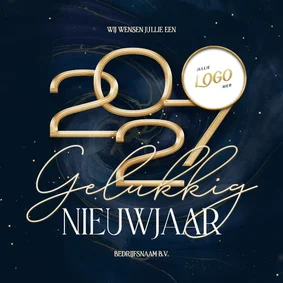 Stijlvolle 2027 zakelijke nieuwjaarskaart met marmer swirl
