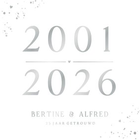 Stijlvolle 25jaar jubileum uitnodiging met zilverfolie