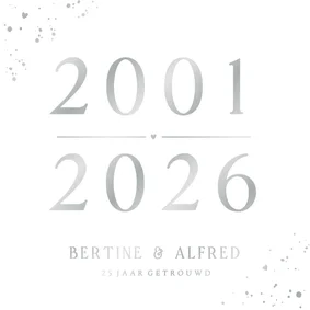 Stijlvolle 25jaar jubileum uitnodiging met zilverfolie