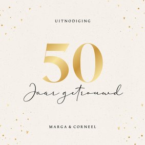 Stijlvolle beige uitnodiging jubileum gouden vijftig