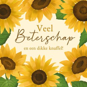 Stijlvolle beterschapskaart met zonnebloemen