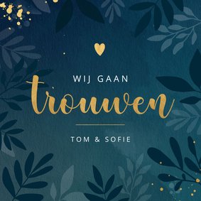 Stijlvolle botanische trouwkaart