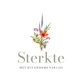 Stijlvolle condoleancekaart sterkte boeket bloemen klaproos