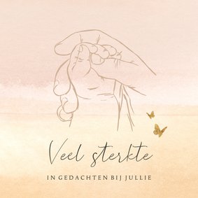 Stijlvolle condoleancekaart sterkte lijntekening babyhandje