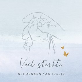 Stijlvolle condoleancekaart stilgeboren kindje lijntekening