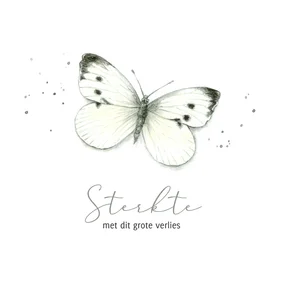 Stijlvolle condoleancekaart witte vlinder in aquarel