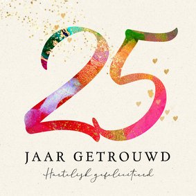Stijlvolle felicitatie jubileum huwelijk 25 jaar verf
