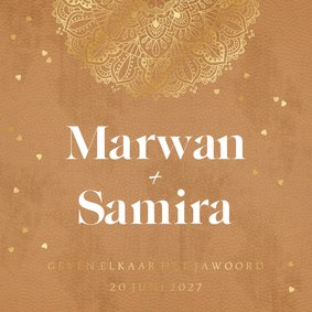 Stijlvolle islamitische trouwkaart henna hartjes goud