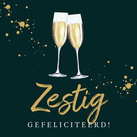 Stijlvolle kaart champagneglazen op chique groen