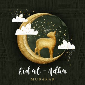 Stijlvolle kaart religie eid al-adha silhouette goud sterren