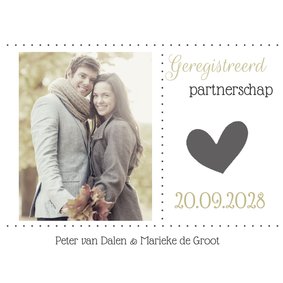 Stijlvolle kaart voor geregistreerd partnerschap met foto 