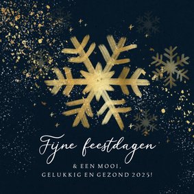 Stijlvolle kerstkaart geschilderde kerstster goudlook