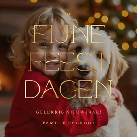 Stijlvolle kerstkaart grote foto transparant met goudfolie