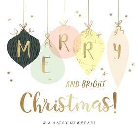 Stijlvolle kerstkaart kersballen silhouet goudlook sterren