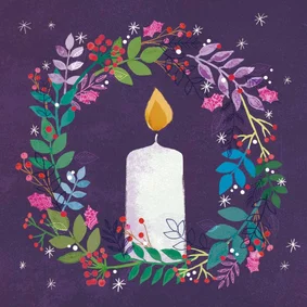 Stijlvolle kerstkaart met brandende kaars