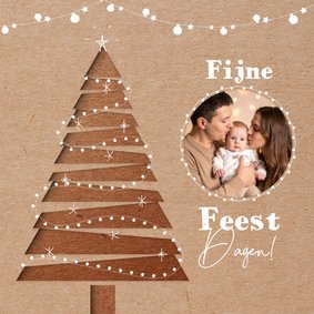 Stijlvolle kerstkaart met foto en 3d kraftpapier effect